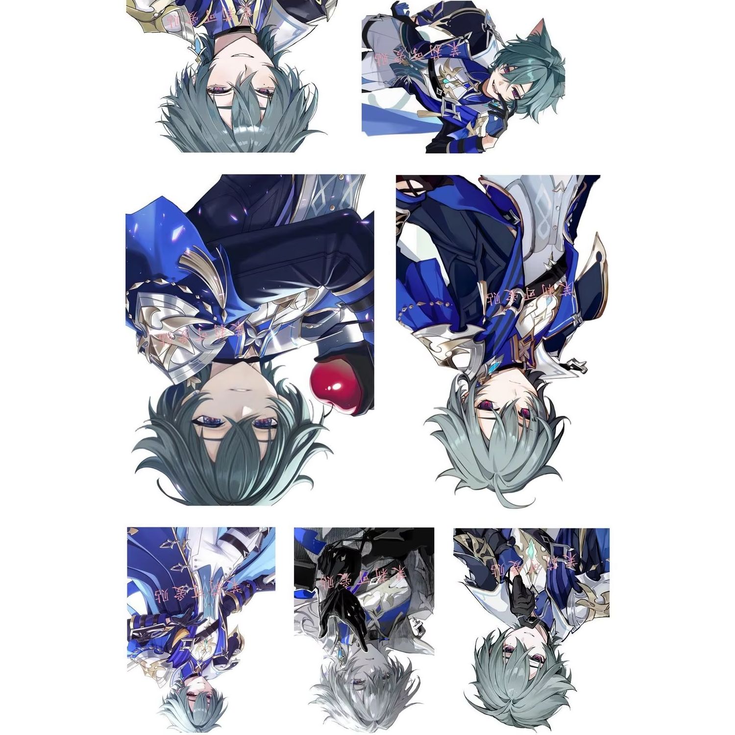 Laptop Original Accessories - 7 ชิ้น/ชุด สติกเกอร์ตกแต่งกันน้ำ ลายอนิเมะ Genshin Impact