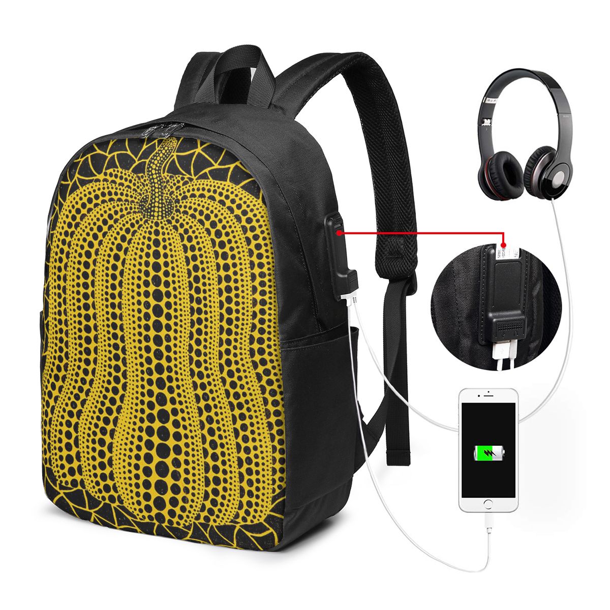 Laptop Bag - ยาโยอิ คุซามะ ฟักทอง ศิลปะนามธรรม กระเป๋าเป้สะพายหลัง กระเป๋าใส่โน๊ตบุ๊ค
