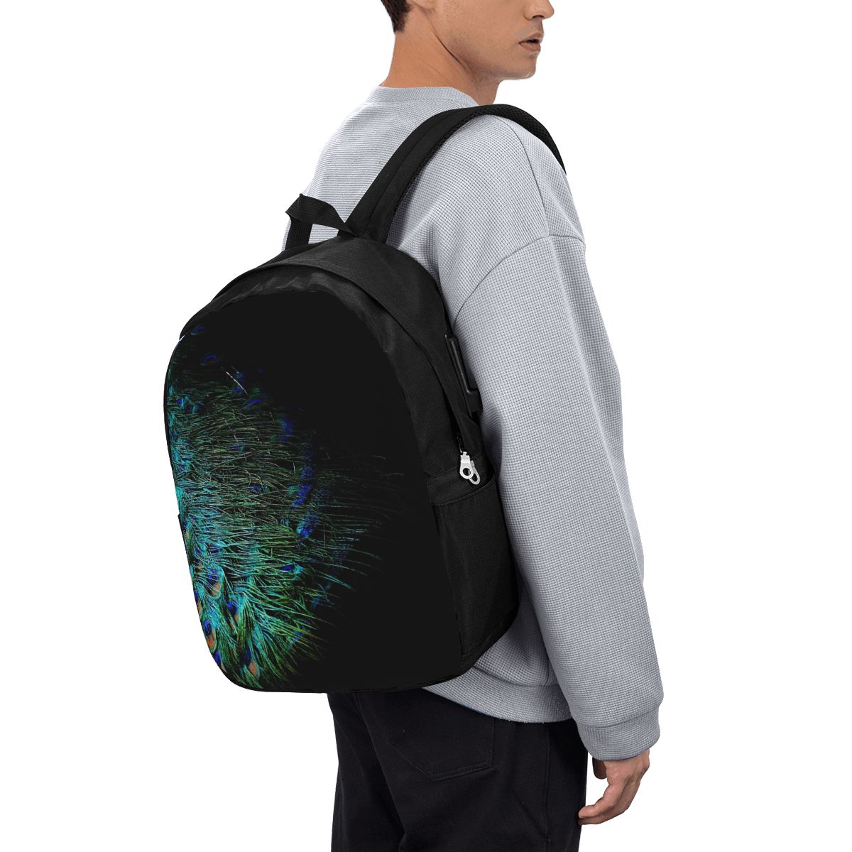 ขนนกยูงบนพื้นหลังสีดำ กระเป๋าเ - Laptop Bag บทวิจารณ์และราคา